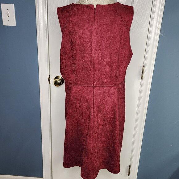 Chicos Dress Sleeveless Velvet Petite 3P US 16P Red Knee Shift Party Office - Picture 4 of 9